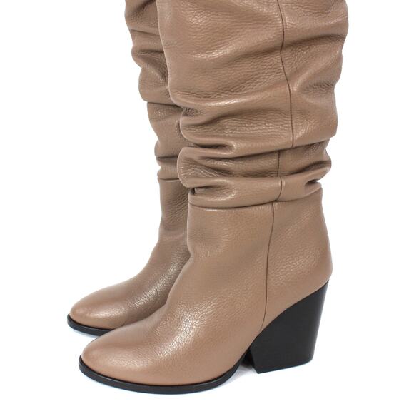 Anine Bing Sylvie Slouchy Over The Knee Boots Taupe Leather Block Heel NEW Sz 37 - Picture 3 of 7